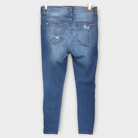 Womens Judy Blue Skinny Fit Distressed Leopard Print Blue Jeans Size 7 / 28 - Picture 6 of 7